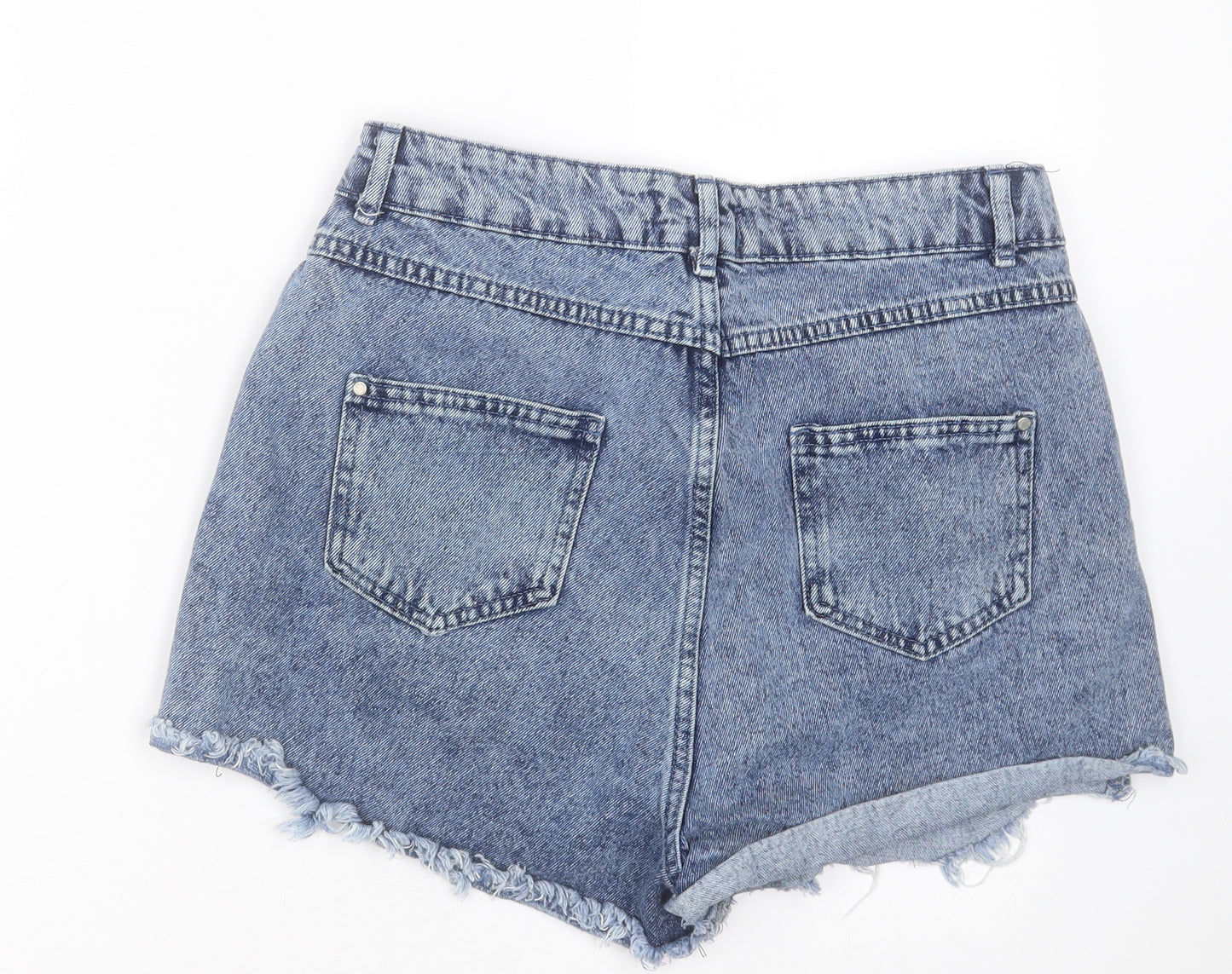 Select Womens Blue  Cotton Boyfriend Shorts Size 14 L3 in Regular Button