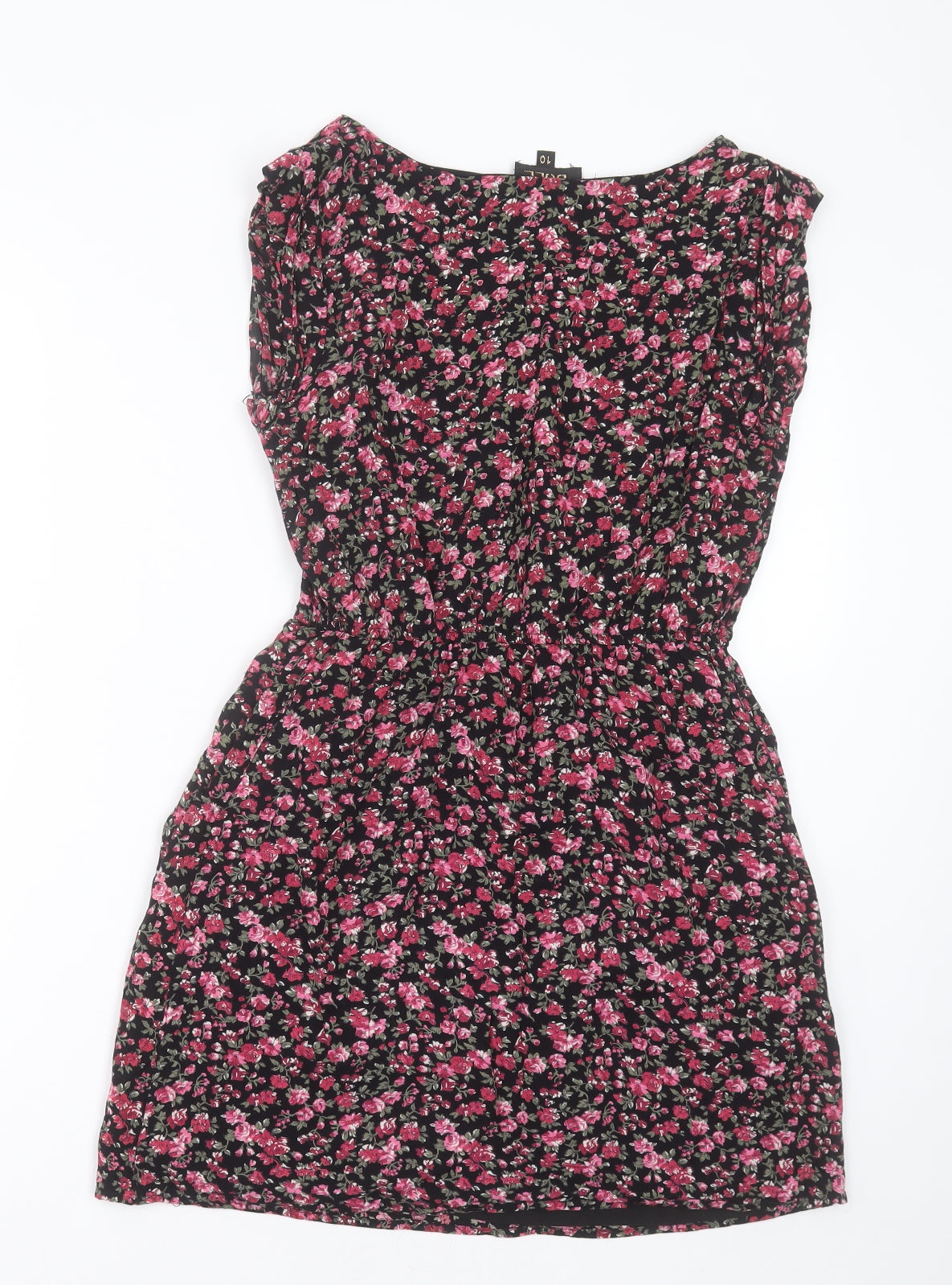 Tokyo Doll Womens Pink Floral Viscose A-Line  Size 10  Crew Neck Zip