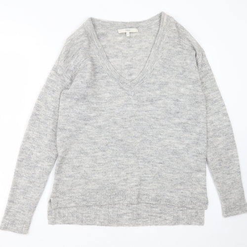 NEXT Womens Grey V-Neck  Acrylic Pullover Jumper Size 8