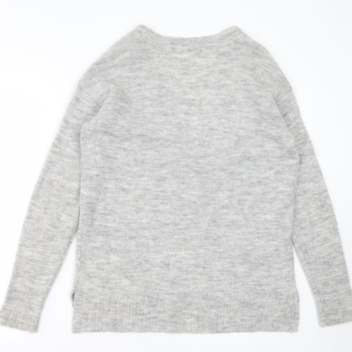 NEXT Womens Grey V-Neck  Acrylic Pullover Jumper Size 8