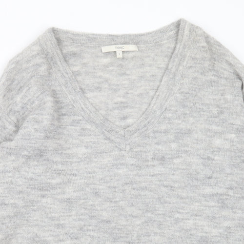 NEXT Womens Grey V-Neck  Acrylic Pullover Jumper Size 8