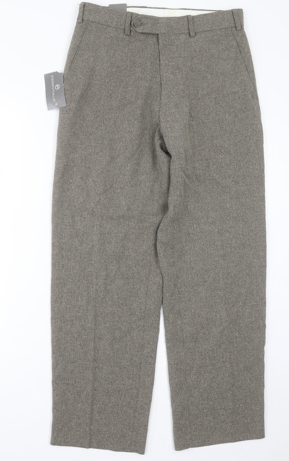 Essentials Mens Brown  Polyester Trousers  Size 30 in L29 in Regular Button