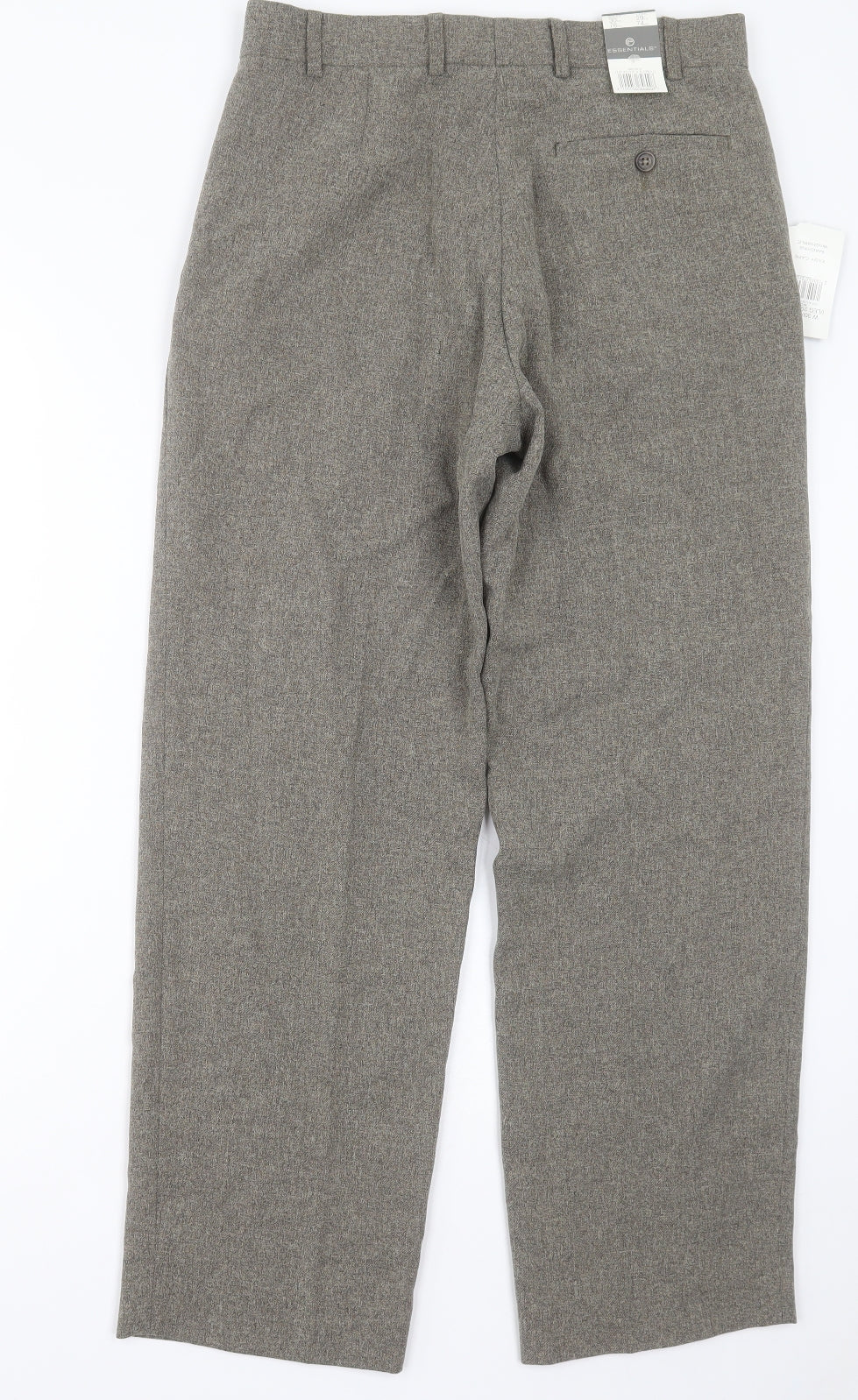 Essentials Mens Brown  Polyester Trousers  Size 30 in L29 in Regular Button