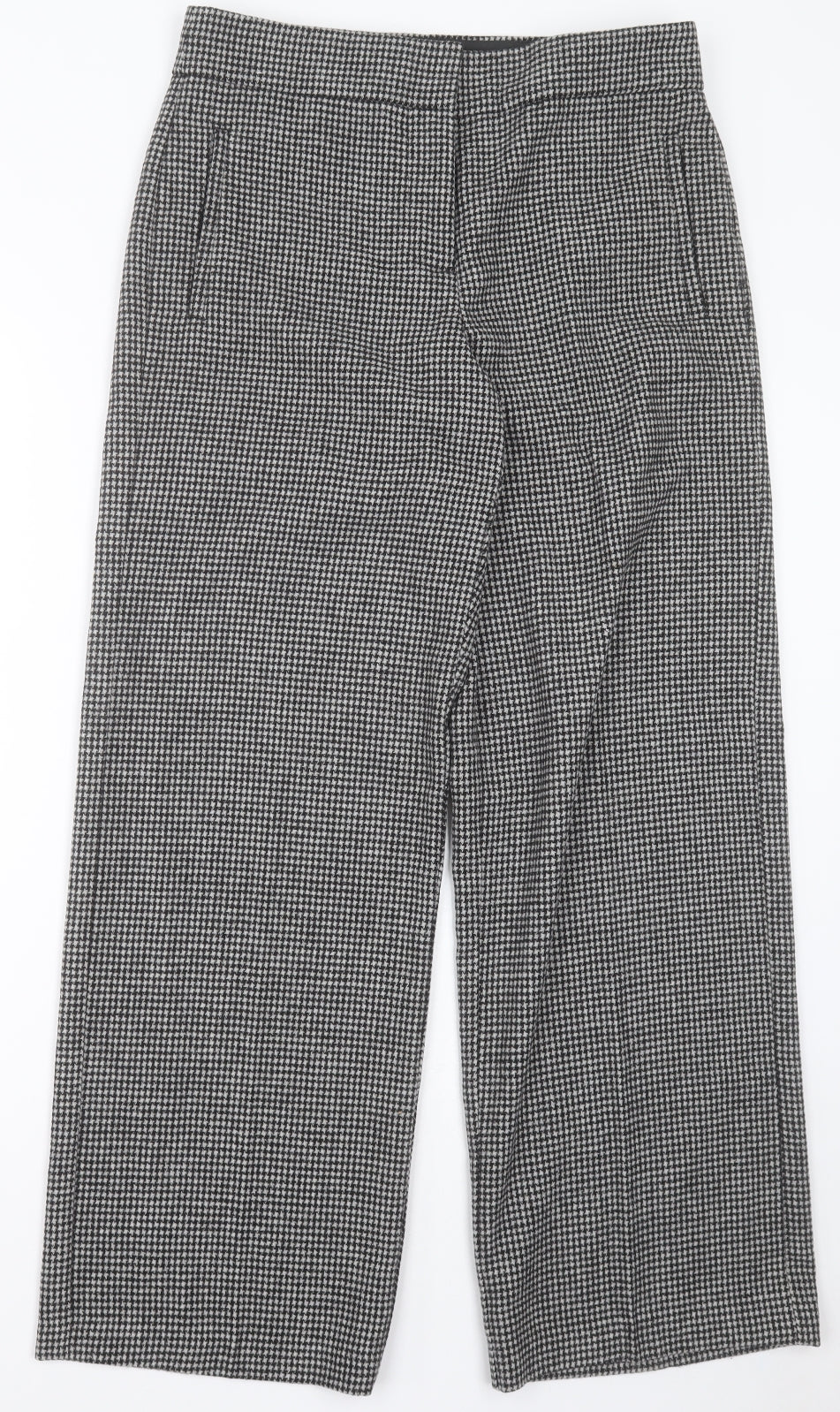 NEXT Womens Grey Plaid Polyester Trousers  Size 10 L30 in Regular Hook & Eye