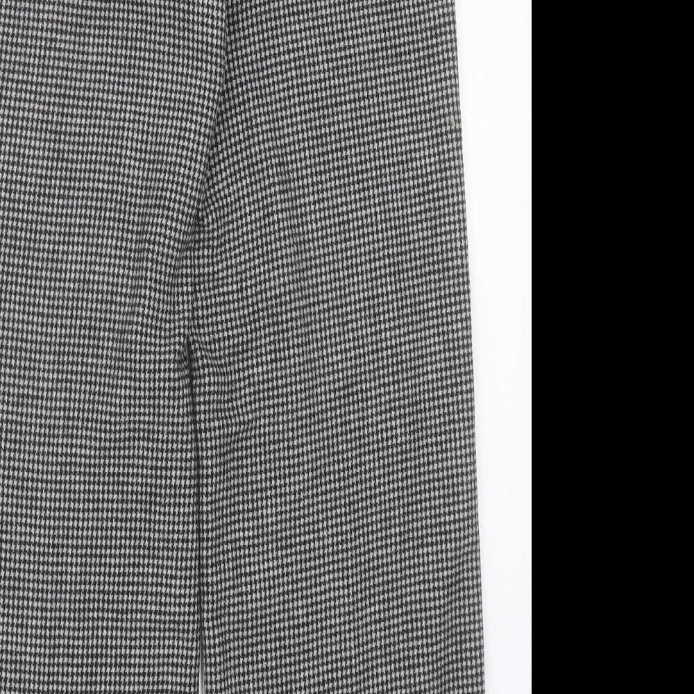 NEXT Womens Grey Plaid Polyester Trousers  Size 10 L30 in Regular Hook & Eye