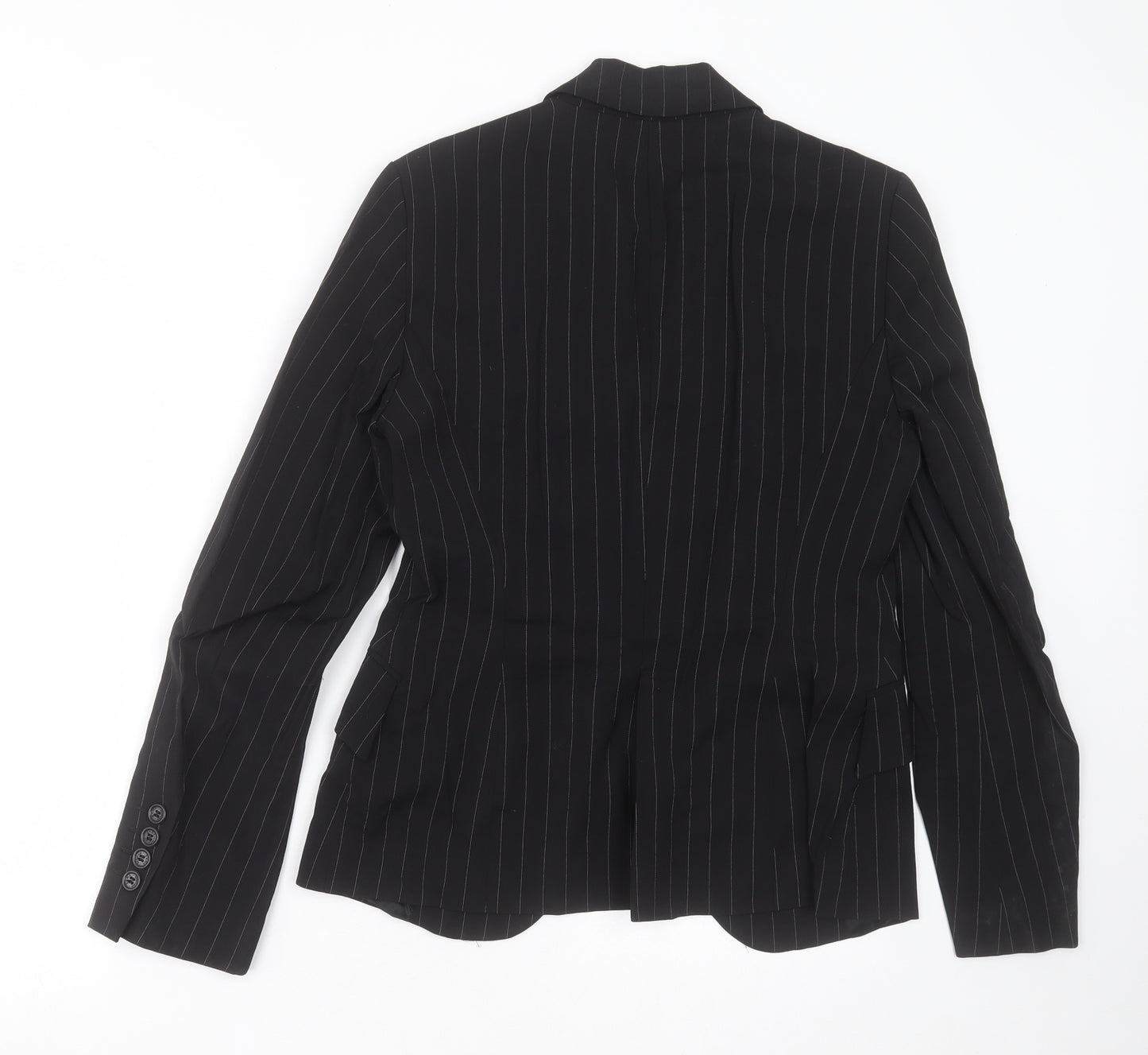 Xara Womens Black Striped  Jacket Blazer Size 10  Button