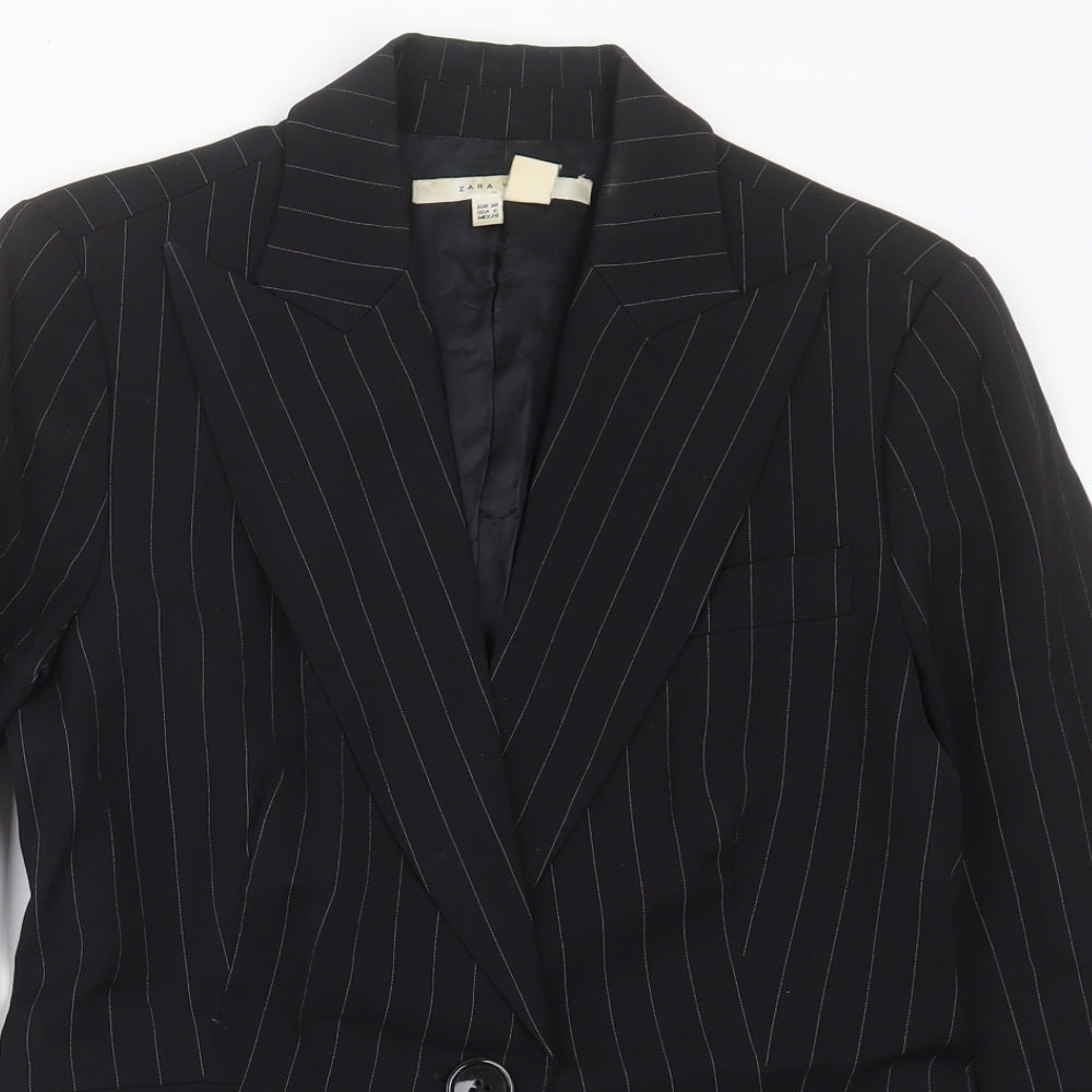 Xara Womens Black Striped  Jacket Blazer Size 10  Button