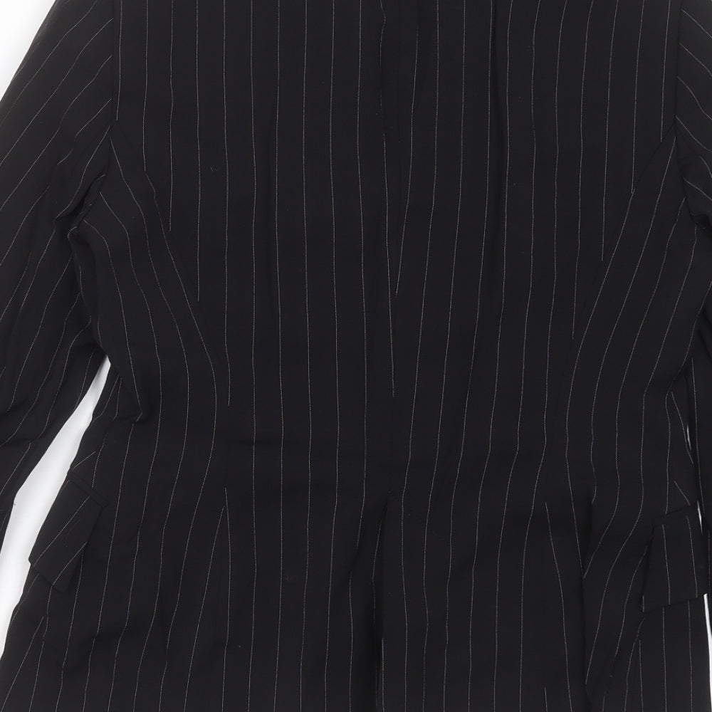 Xara Womens Black Striped  Jacket Blazer Size 10  Button