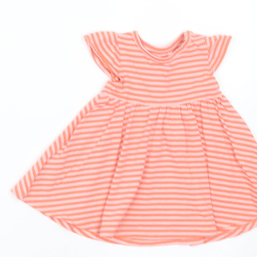Marks and Spencer Girls Orange Striped Cotton A-Line  Size 0-3 Months  Crew Neck Pullover