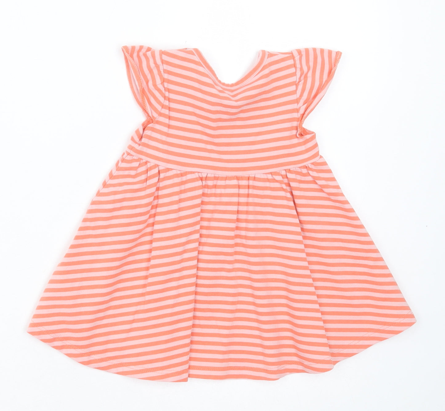 Marks and Spencer Girls Orange Striped Cotton A-Line  Size 0-3 Months  Crew Neck Pullover