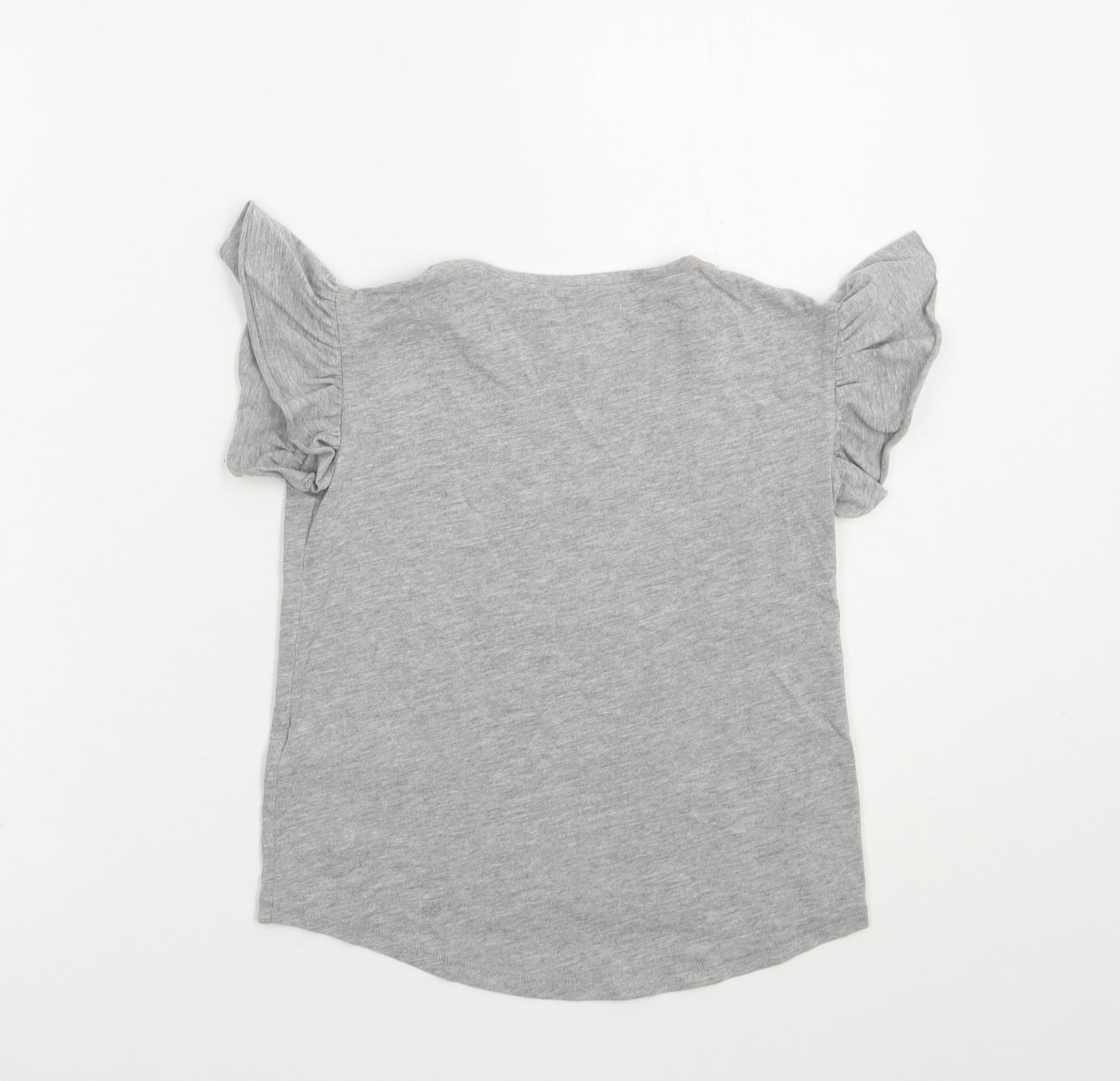 Marks and Spencer Girls Grey  Cotton Pullover T-Shirt Size 5-6 Years Crew Neck Pullover - Mermaids