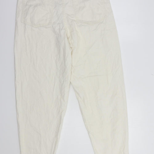 F&F Womens Ivory  Cotton Mom Jeans Size 10 L28 in Regular Button