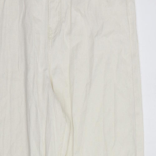 F&F Womens Ivory  Cotton Mom Jeans Size 10 L28 in Regular Button