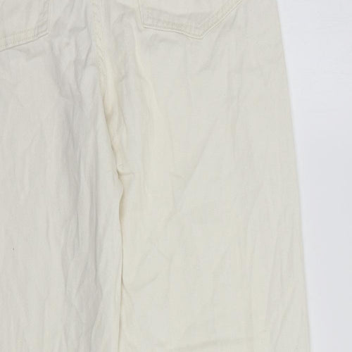 F&F Womens Ivory  Cotton Mom Jeans Size 10 L28 in Regular Button
