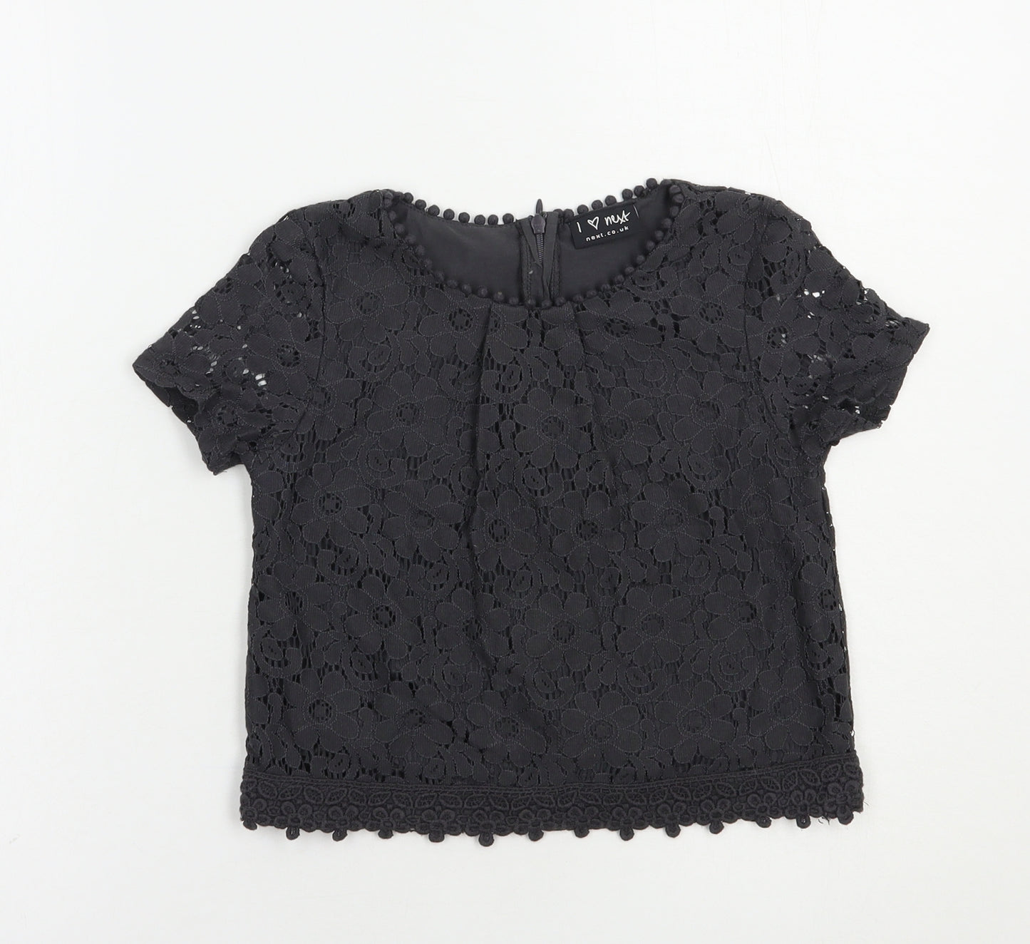 NEXT Girls Grey  Cotton Basic Blouse Size 7 Years Crew Neck Pullover