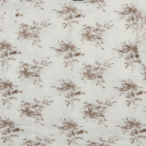 Diya Womens White Floral Cotton Basic Blouse Size XL Round Neck