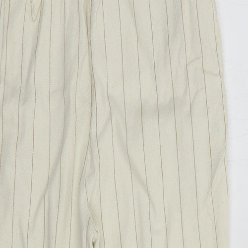 Dunnes Stores Girls Ivory Striped Cotton Chino Trousers Size 8 Years  Regular Tie
