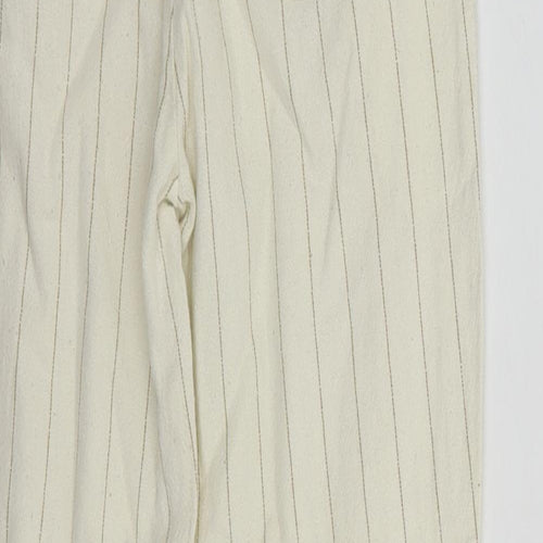 Dunnes Stores Girls Ivory Striped Cotton Chino Trousers Size 8 Years  Regular Tie