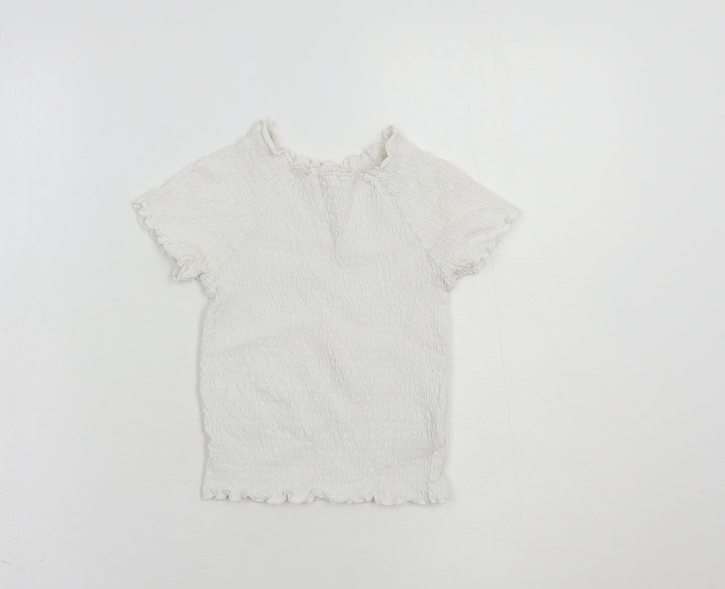 NEXT Girls White  Cotton Pullover T-Shirt Size 11 Years Boat Neck Pullover