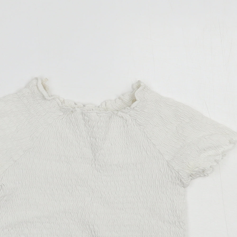 NEXT Girls White  Cotton Pullover T-Shirt Size 11 Years Boat Neck Pullover