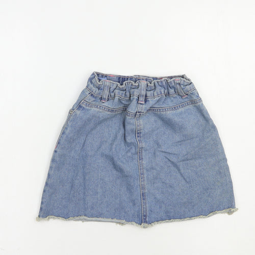 Matalan Girls Blue Floral Cotton Mini Skirt Size 9 Years  Regular Button