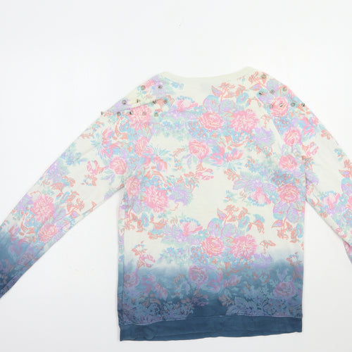 Topshop Womens Multicoloured Floral Cotton Pullover Sweatshirt Size 8  Pullover