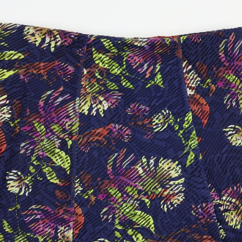 Bonmarché Womens Blue Floral Polyester A-Line Skirt Size 18
