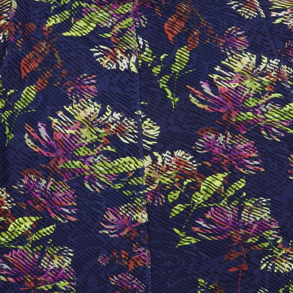 Bonmarché Womens Blue Floral Polyester A-Line Skirt Size 18