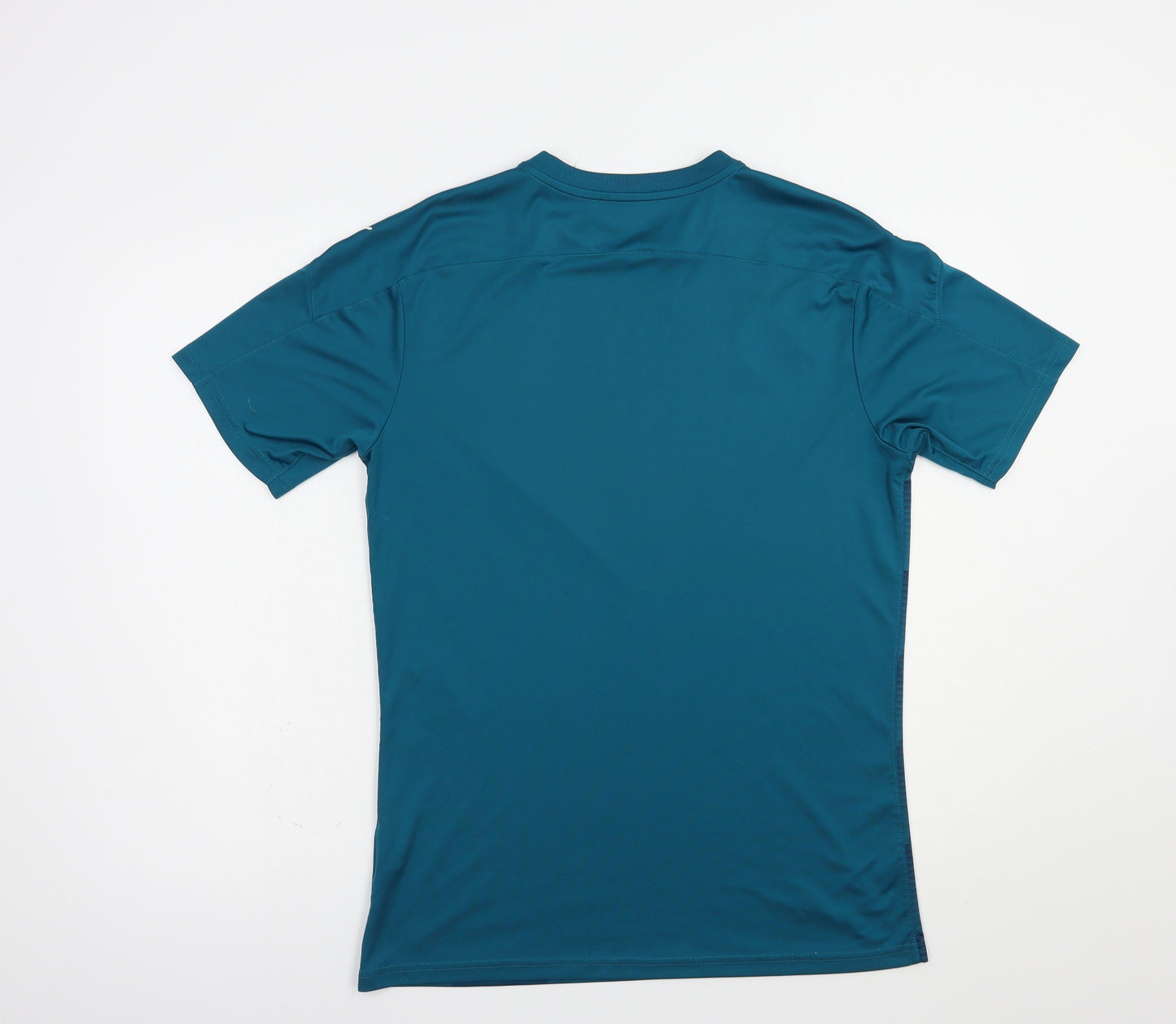 PUMA Mens Blue Geometric Polyester  T-Shirt Size L V-Neck