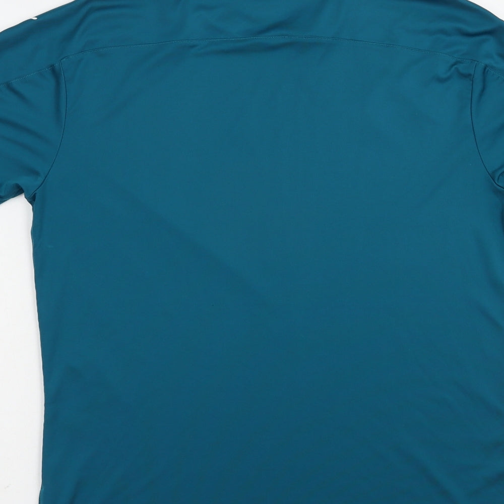 PUMA Mens Blue Geometric Polyester  T-Shirt Size L V-Neck