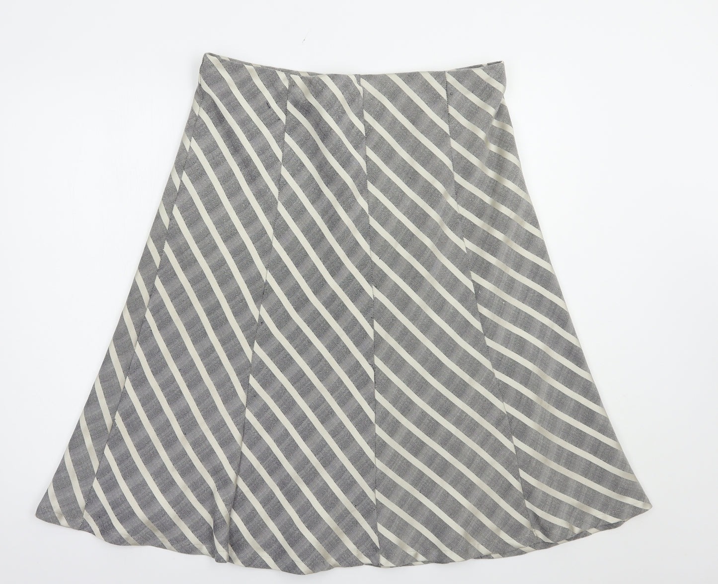 Marks and Spencer Womens Grey Striped Polyester A-Line Skirt Size 18