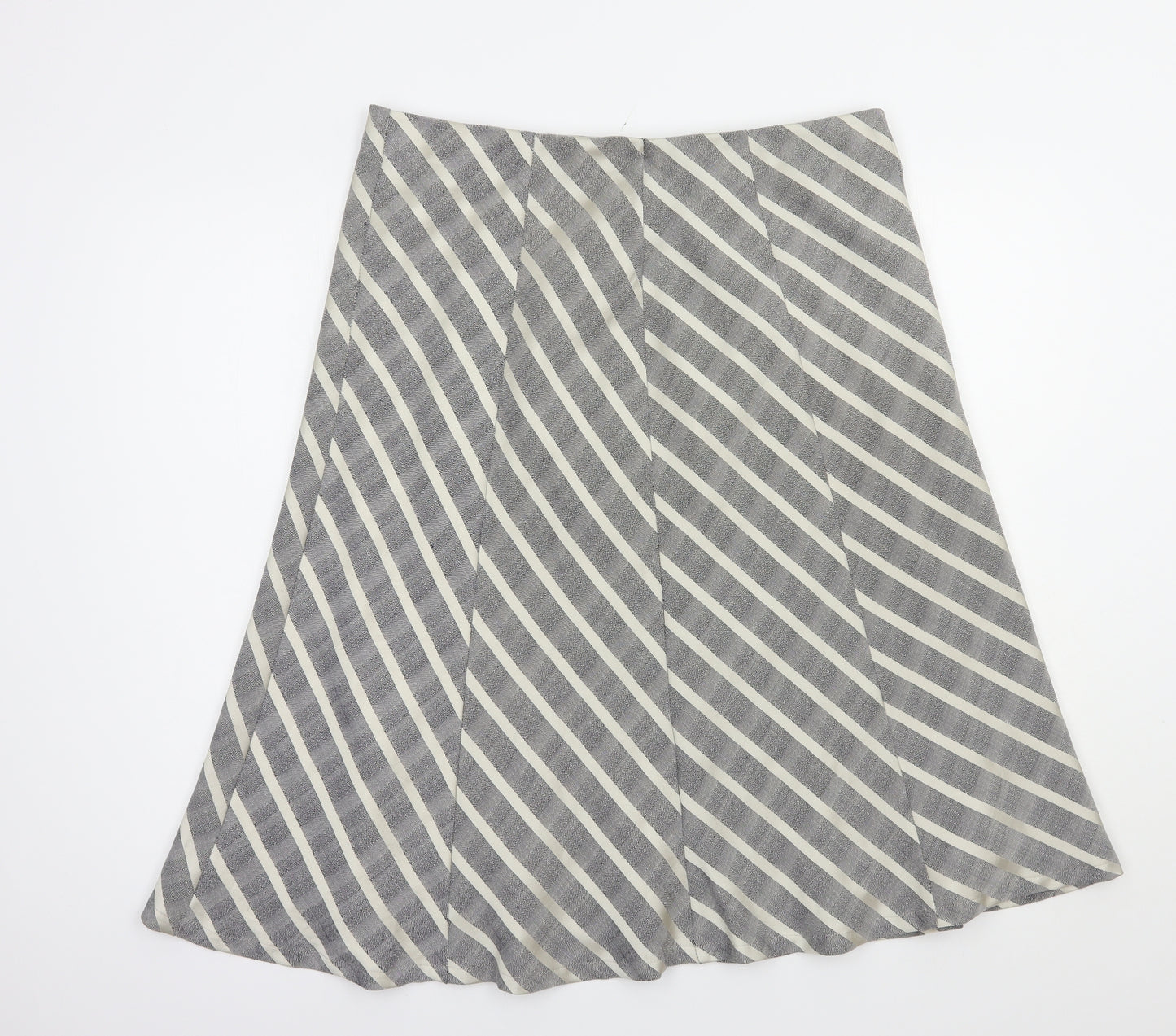 Marks and Spencer Womens Grey Striped Polyester A-Line Skirt Size 18