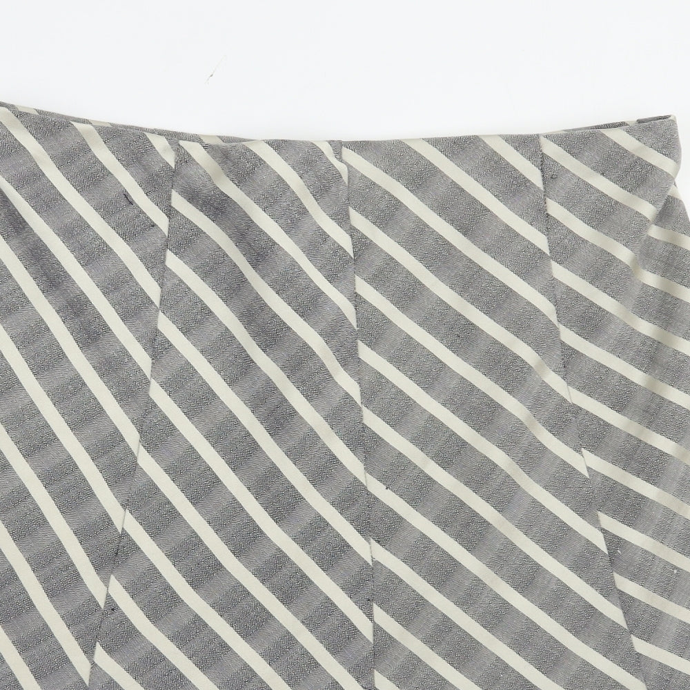 Marks and Spencer Womens Grey Striped Polyester A-Line Skirt Size 18