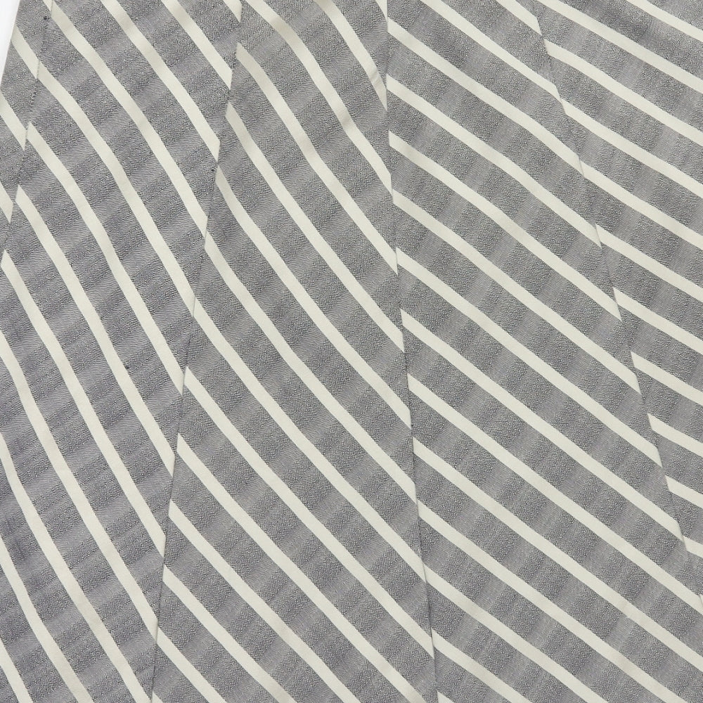 Marks and Spencer Womens Grey Striped Polyester A-Line Skirt Size 18