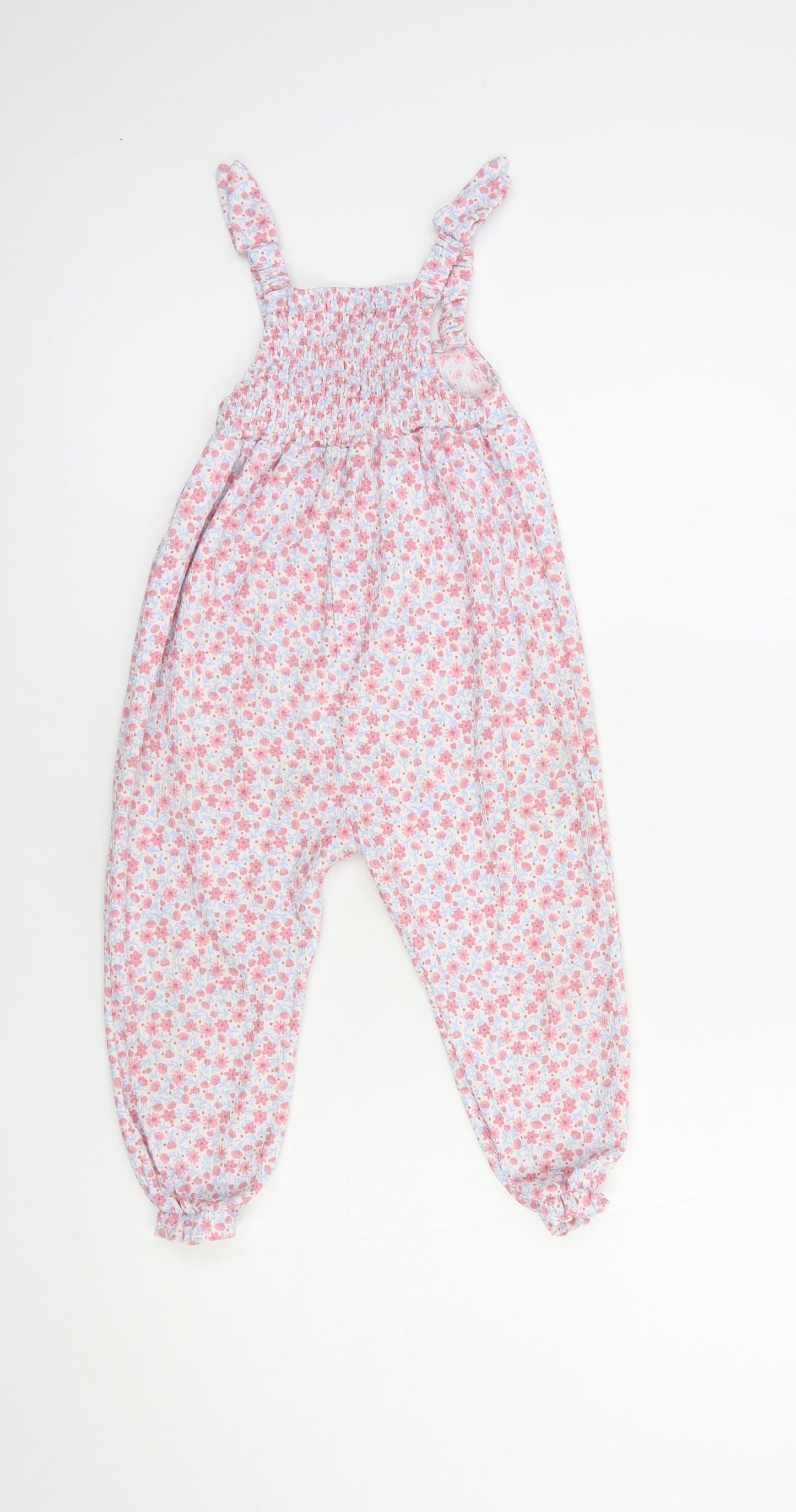 Primark Girls White Floral Polyester Jumpsuit One-Piece Size 2-3 Years  Pullover