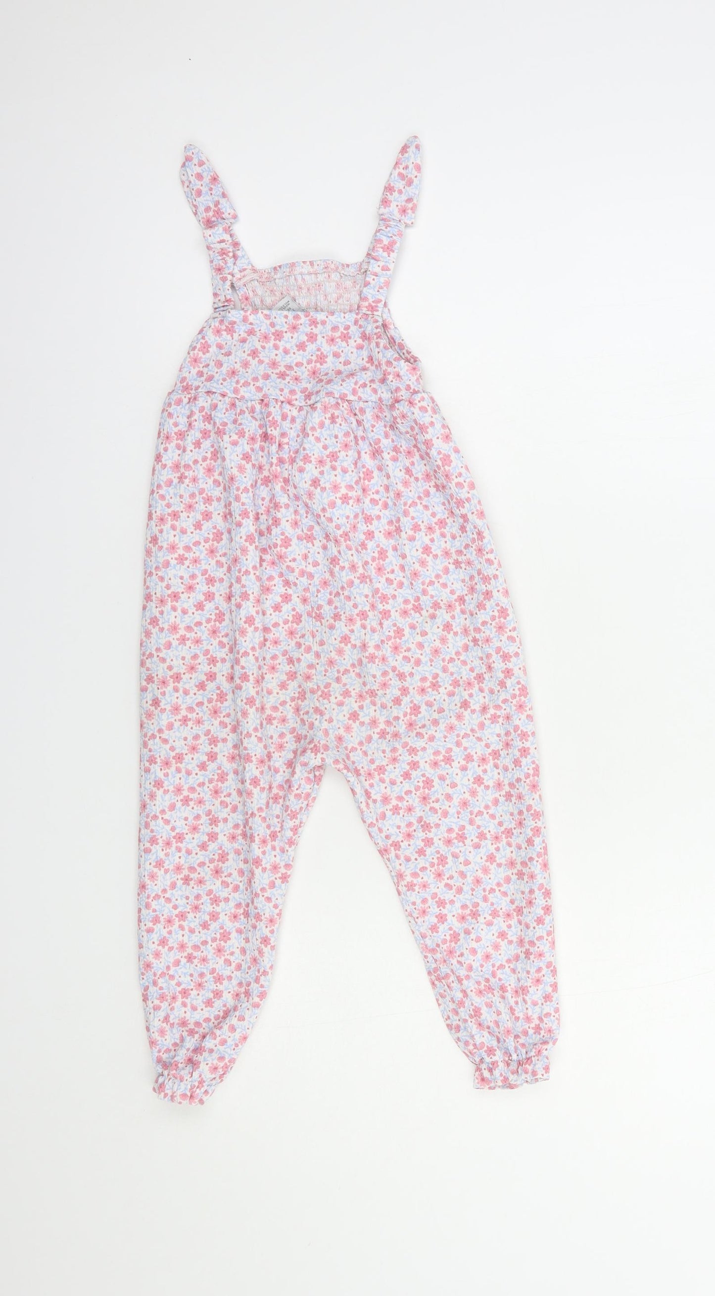 Primark Girls White Floral Polyester Jumpsuit One-Piece Size 2-3 Years  Pullover