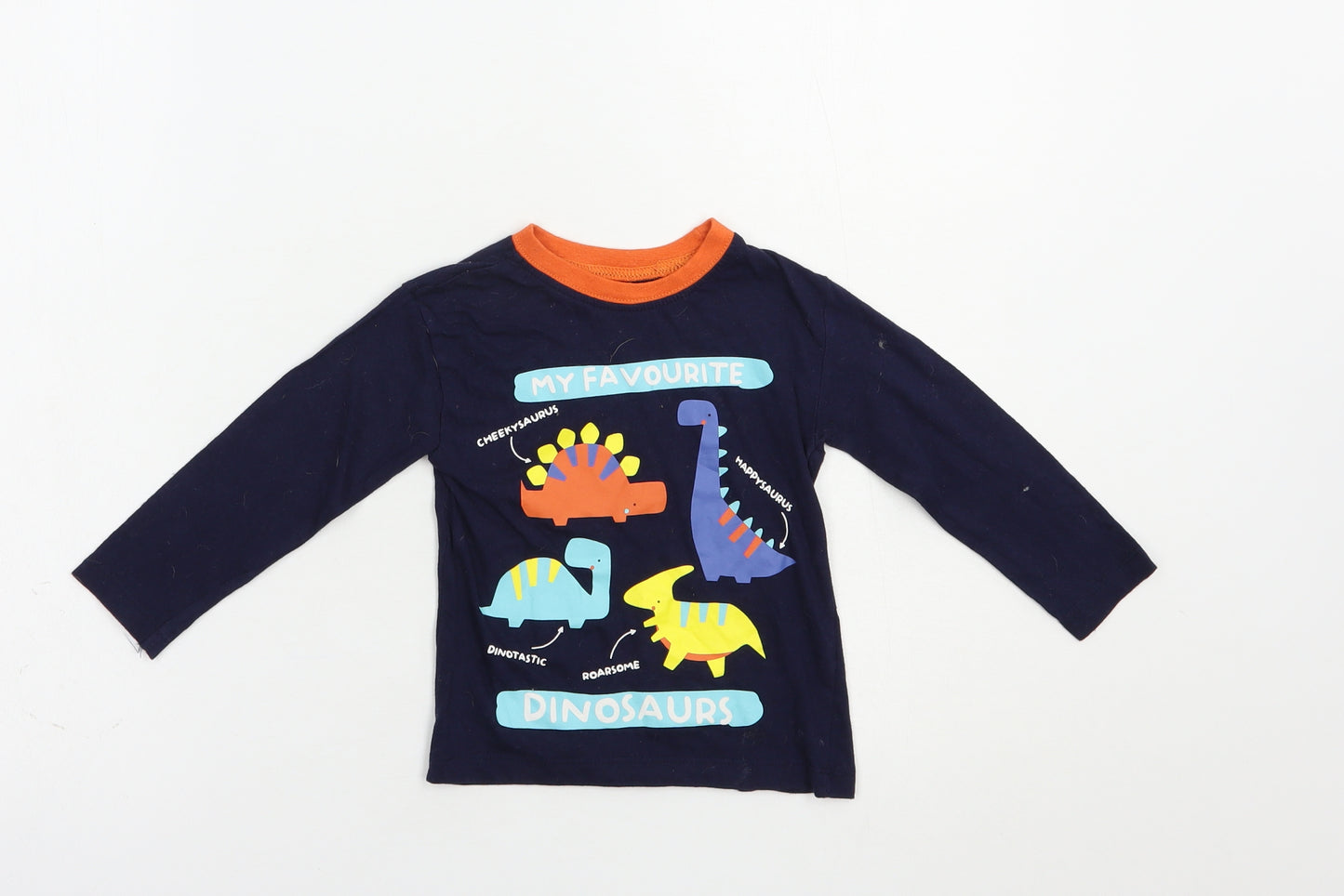 B&M Baby Blue  Cotton Pullover T-Shirt Size 18-24 Months Crew Neck Pullover - Dinosaurs