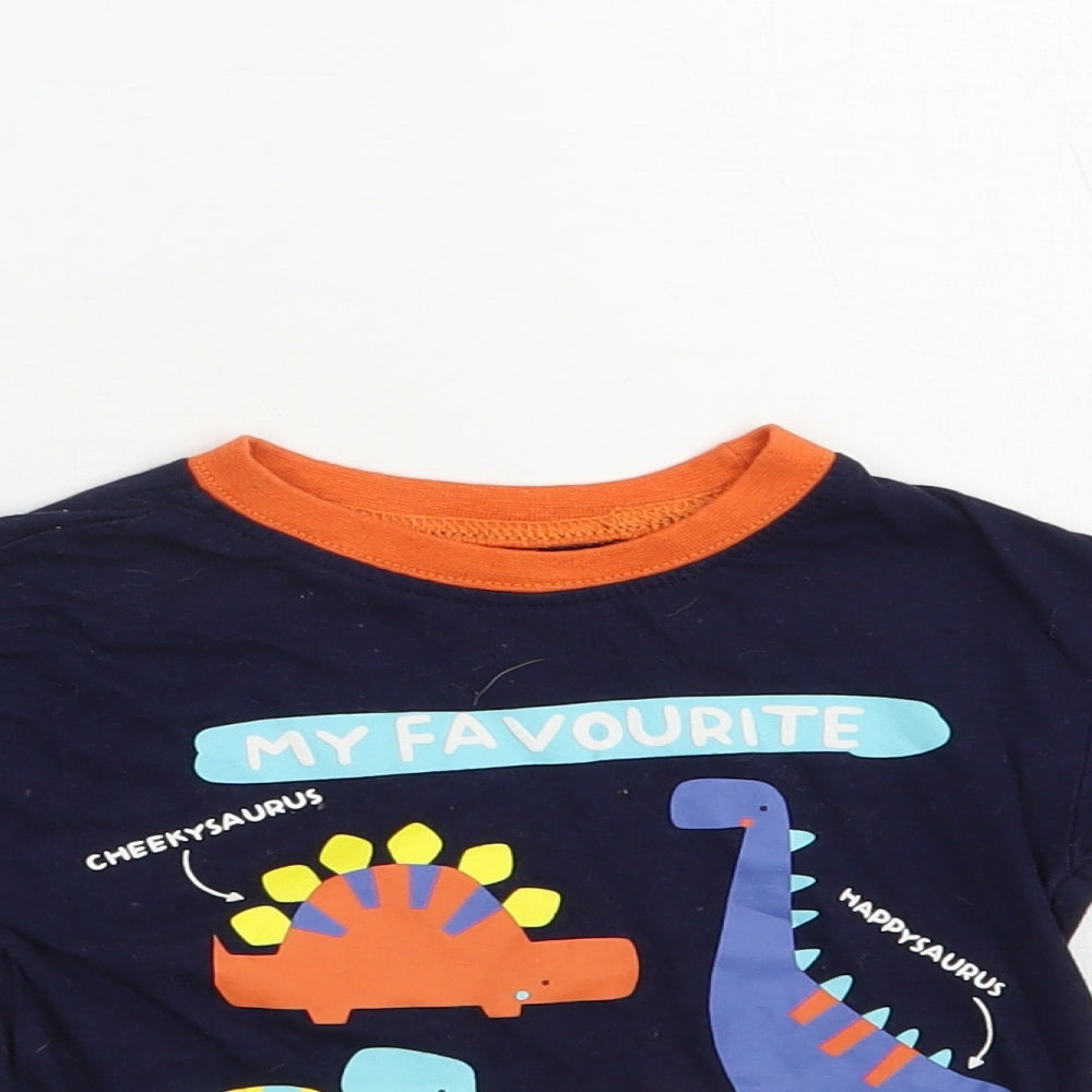 B&M Baby Blue  Cotton Pullover T-Shirt Size 18-24 Months Crew Neck Pullover - Dinosaurs