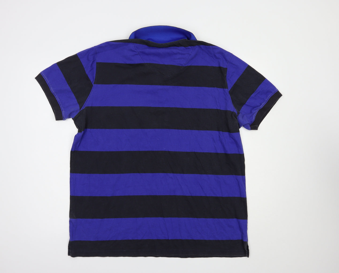 Exist Mens Blue Striped Cotton  Polo Size XL Collared Button
