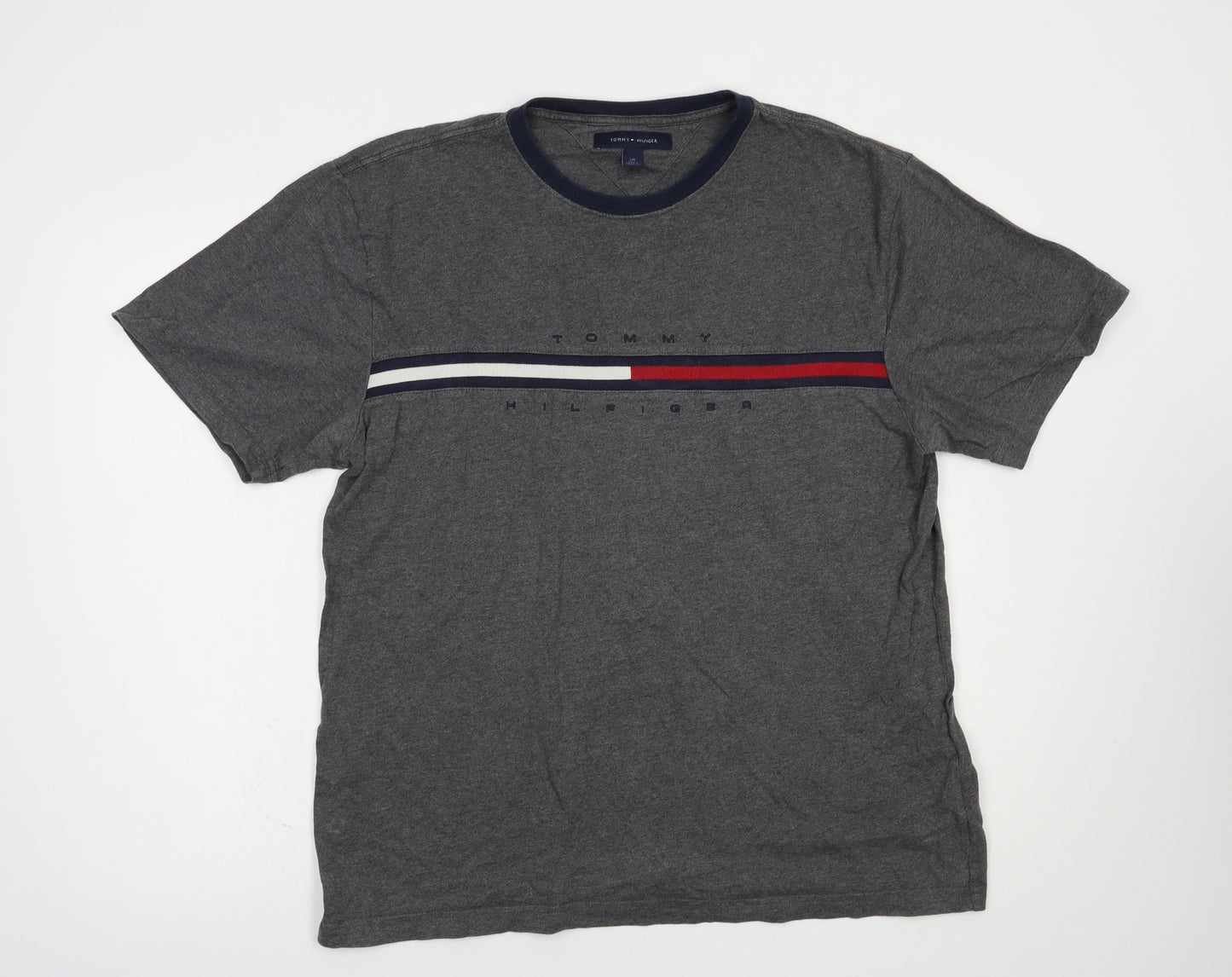 Tommy Hilfiger Mens Grey  Cotton  T-Shirt Size L Crew Neck
