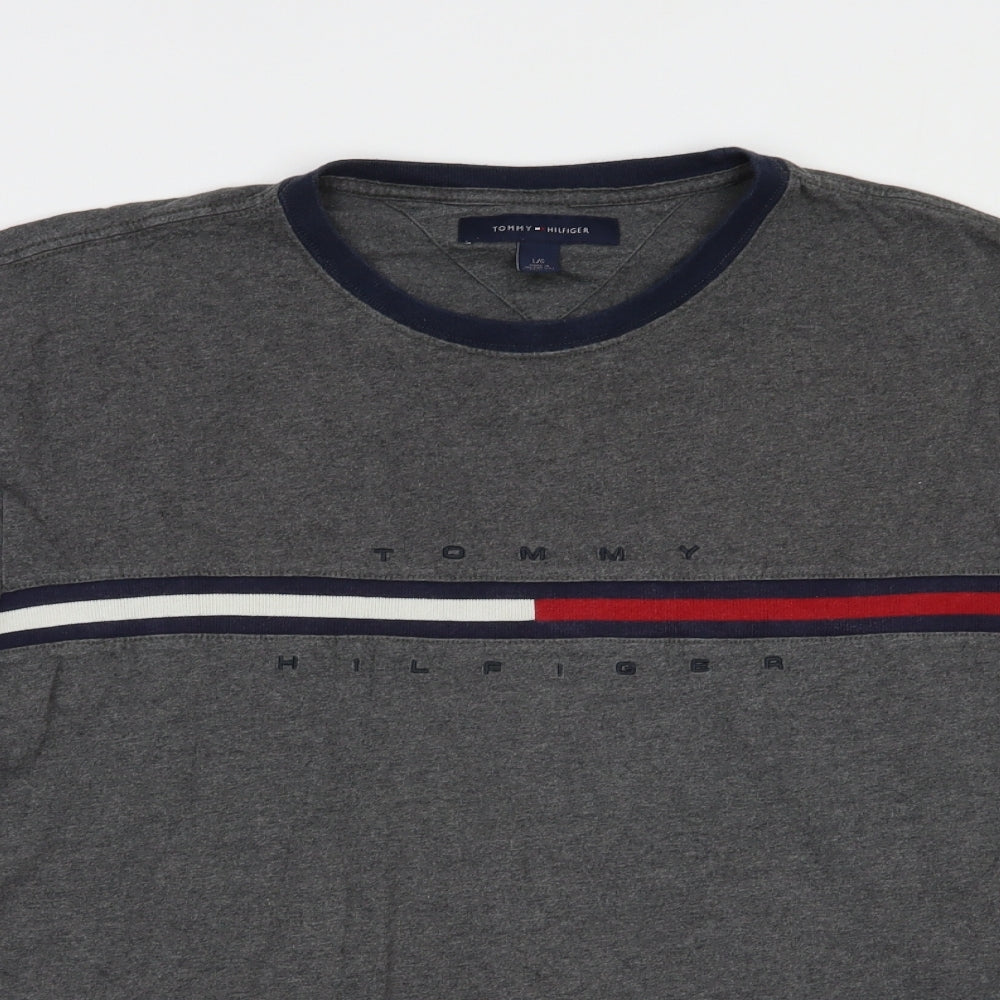 Tommy Hilfiger Mens Grey  Cotton  T-Shirt Size L Crew Neck
