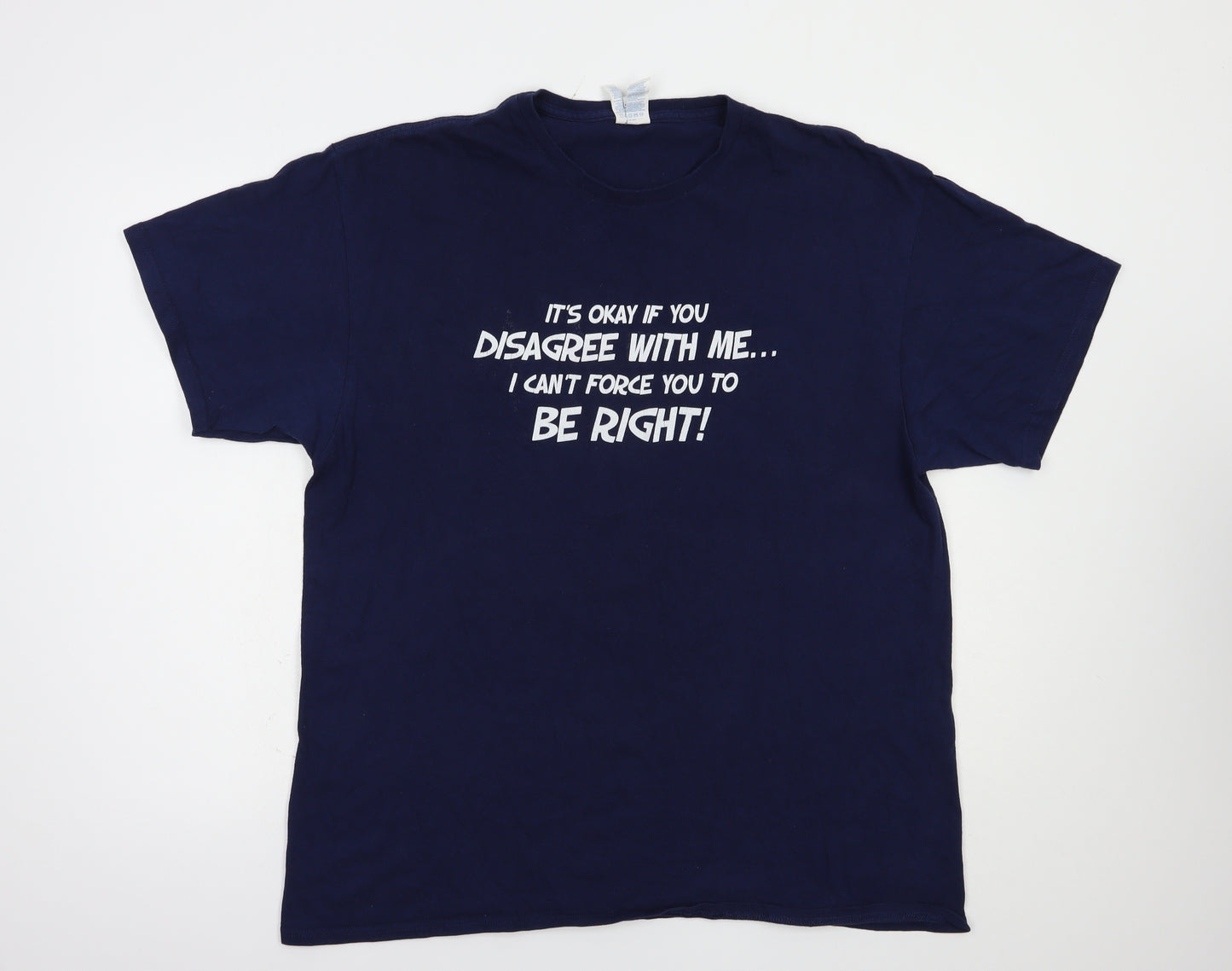 Delta Mens Blue  Cotton  T-Shirt Size XL Crew Neck