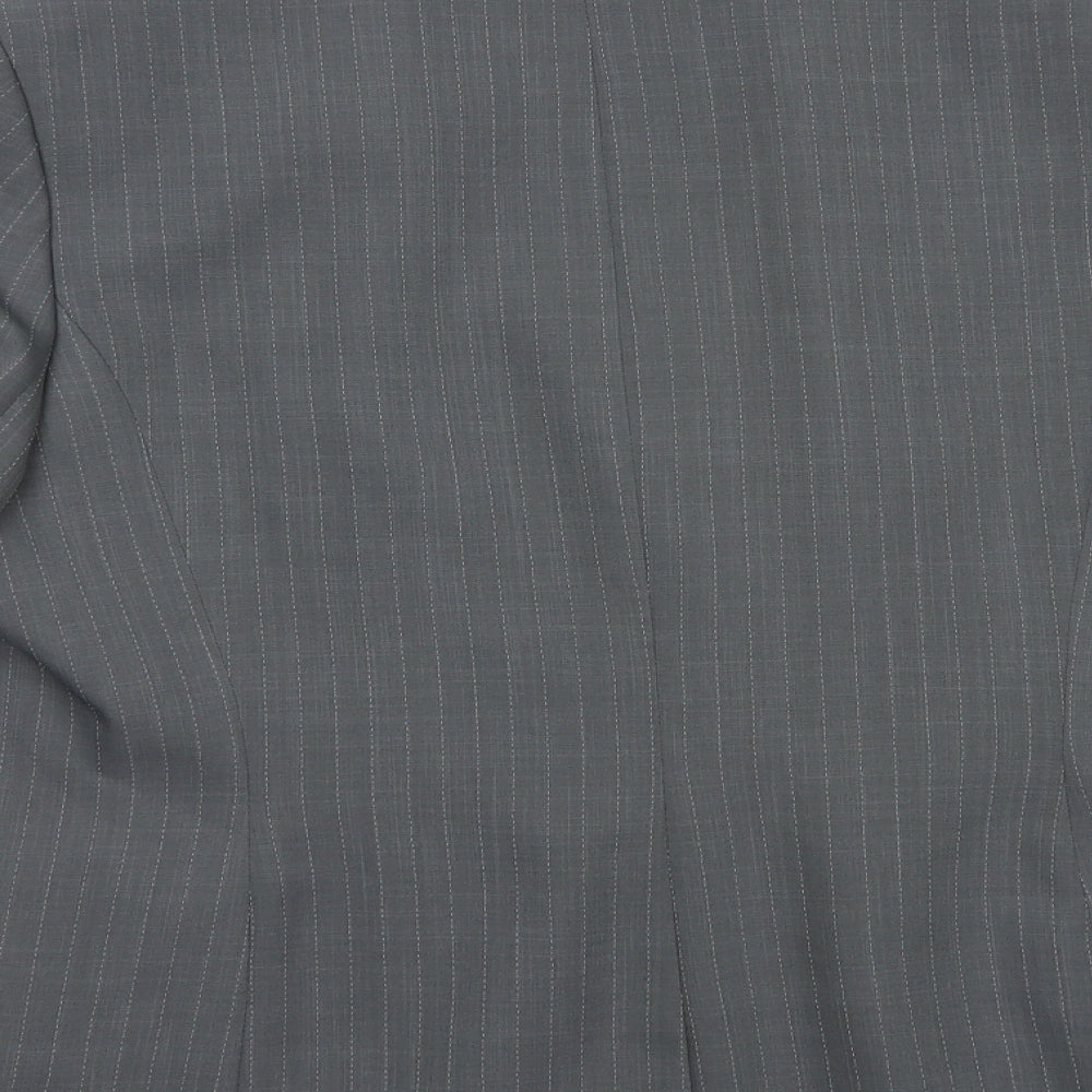 BHS Womens Grey Striped  Jacket Blazer Size 16  Button