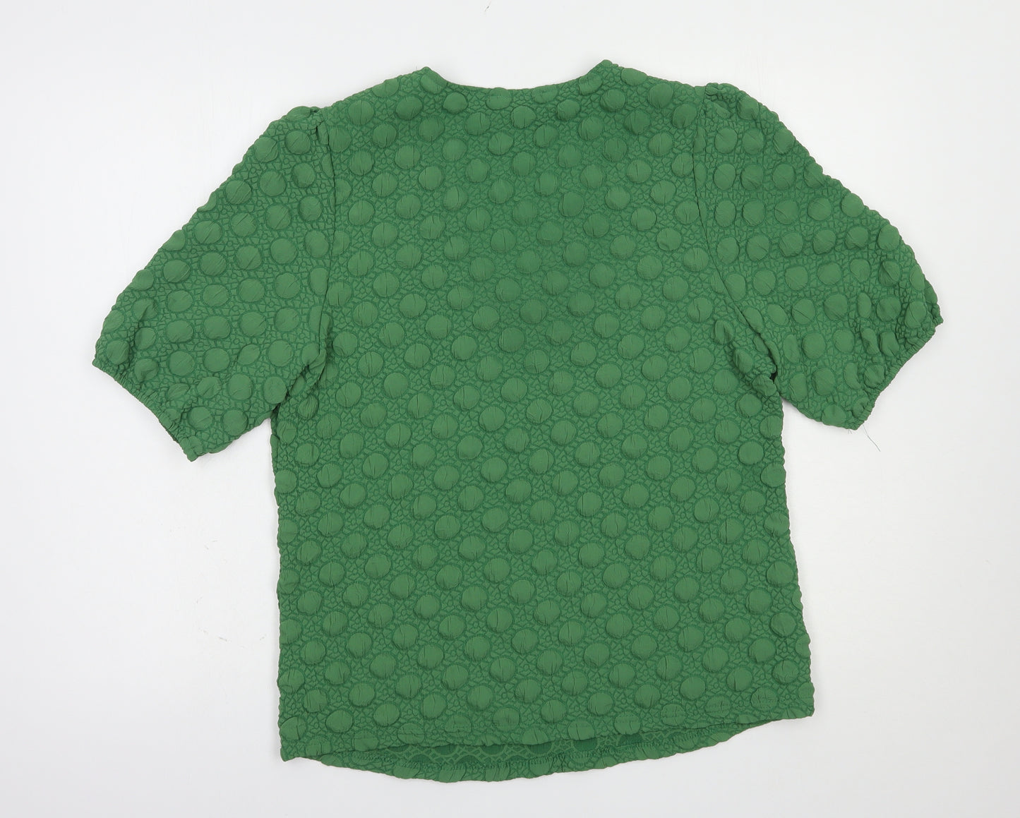 Gallery Womens Green  Polyester Basic Blouse Size 12 V-Neck