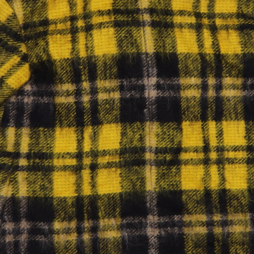 Toast Womens Yellow Plaid  Pea Coat Coat Size 8  Button