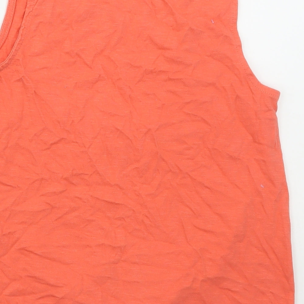 NEXT Girls Pink  Cotton Basic Tank Size 13 Years Boat Neck Pullover - Tie Front