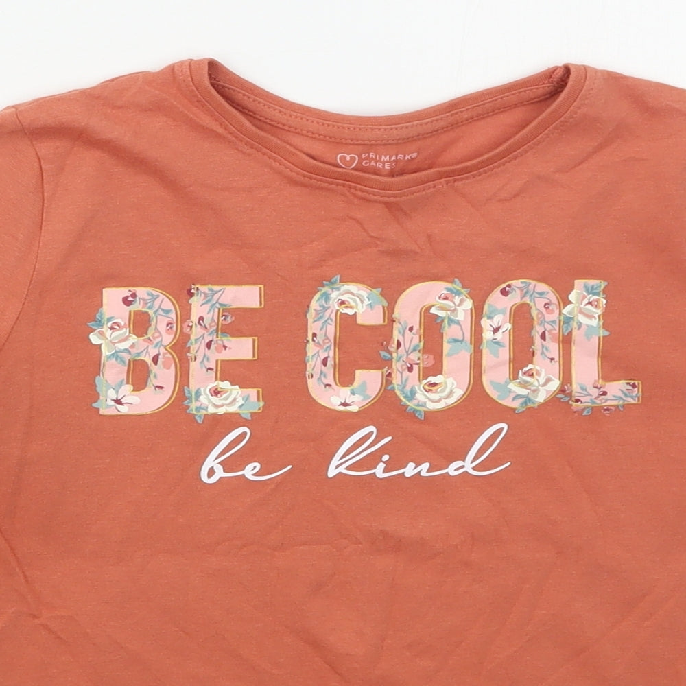Primark Girls Orange  Cotton Basic T-Shirt Size 9-10 Years Crew Neck Pullover - Be Cool Be Kind