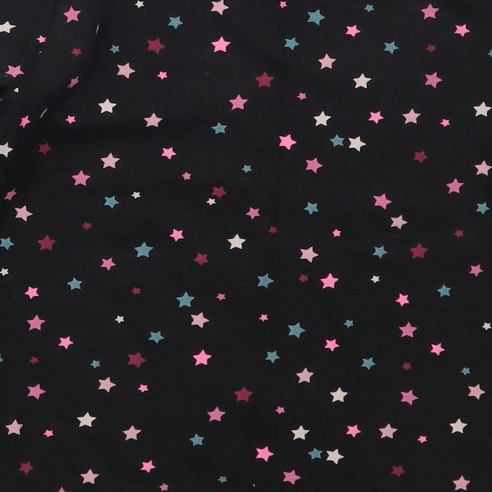 Monsoon Girls Black Geometric Cotton Basic T-Shirt Size 9-10 Years Crew Neck Pullover - Unicorn Stars