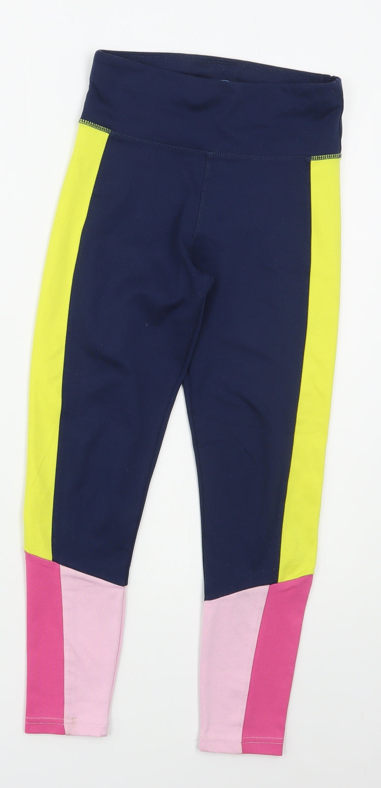 Leigh Tucker Girls Blue Colourblock Polyester Carrot Trousers Size 9-10 Years  Regular