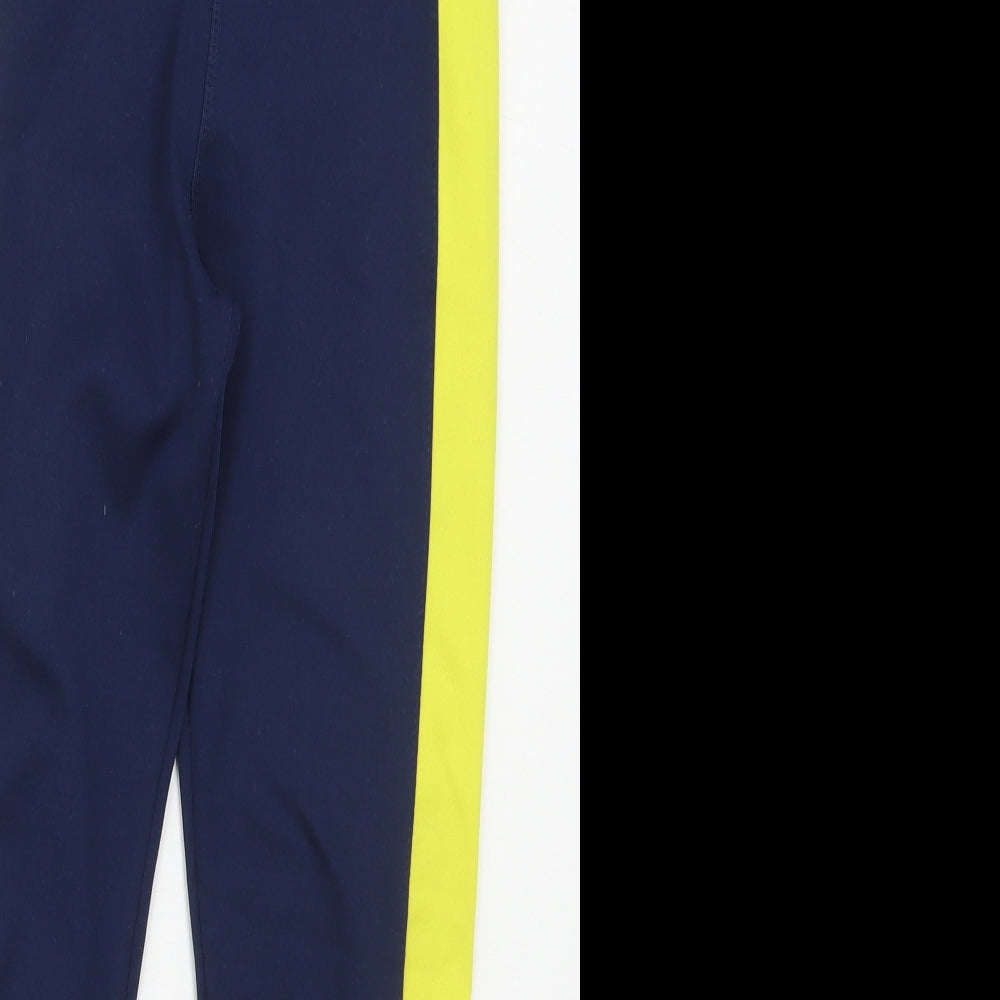 Leigh Tucker Girls Blue Colourblock Polyester Carrot Trousers Size 9-10 Years  Regular